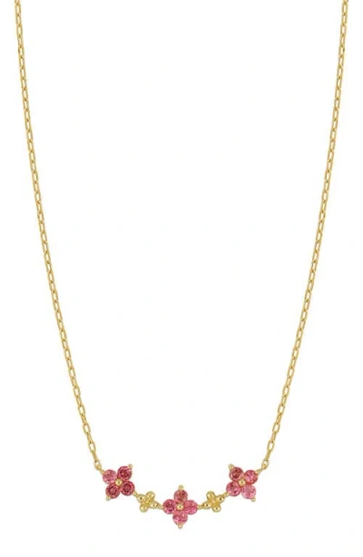 Bony Levy Clover Pink Tourmaline Necklace In 14k Yellow Gold