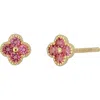Bony Levy Clover Pink Tourmaline Stud Earrings In 14k Yellow Gold