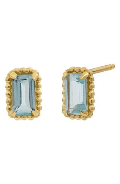 Bony Levy Color 14k Gold Baguette Cut Stud Earrings In 14k Yellow Gold - Blue Topaz