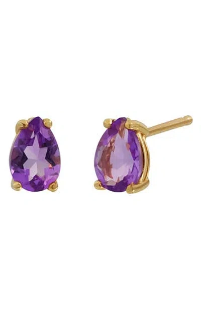 Bony Levy Color 14k Gold Pear Cut Stud Earrings In 14k Yellow Gold - Amethyst