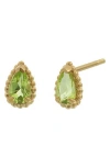 Bony Levy Color 14k Gold Pear Cut Stud Earrings In 14k Yellow Gold - Peridot