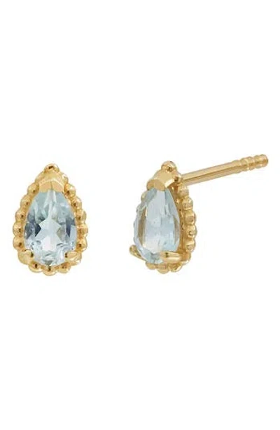 Bony Levy Color 14k Gold Pear Cut Stud Earrings In 14k Yg - Sky Blue Topaz