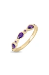 Bony Levy Color Stackable Ring In 14k Yellow Gold/amethyst