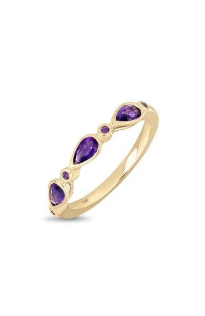 Bony Levy Color Stackable Ring In 14k Yellow Gold/amethyst