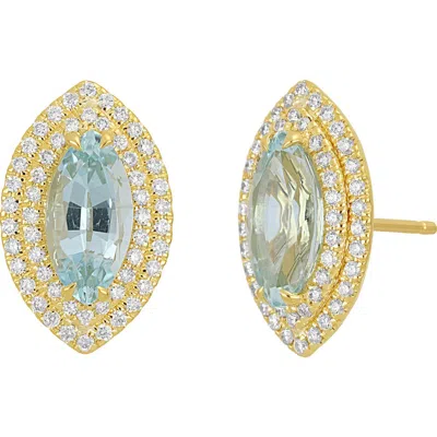 Bony Levy Diamond & Aquamarine Marquis Stud Earrings In Gold