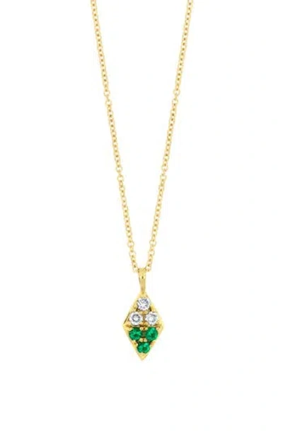 Bony Levy Diamond & Emerald Pendant Necklace In 18k Y. Gold/emerald/diamond