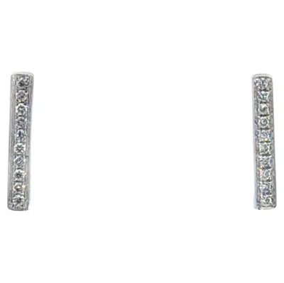 Pre-owned Bony Levy Diamond Bar Earrings 14k White Gold