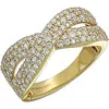 Bony Levy Diamond Crossover Ring In 18k Yellow Gold