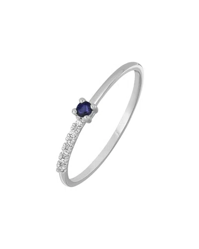 Bony Levy El Mar 18k 0.07 Ct. Tw. Diamond & 1 Sapphire Stackable Ring In Metallic