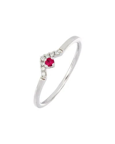 Bony Levy El Mar 18k 0.08 Ct. Tw. Diamond & 1 Ruby Ring In Metallic
