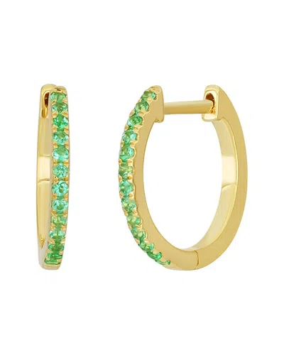 Bony Levy El Mar 18k 0.14 Ct. Tw. 26 Emerald Hoop Earrings In Multi