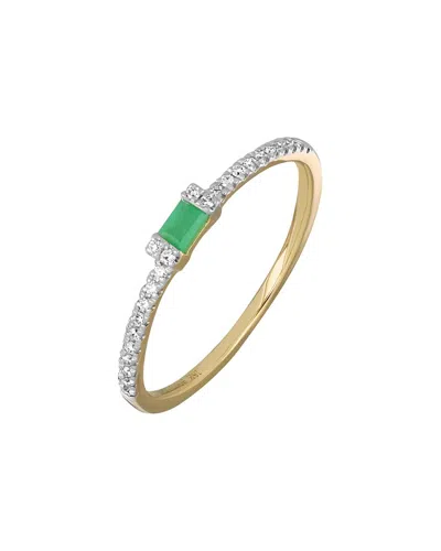 Bony Levy El Mar 18k 0.22 Ct. Tw. Diamond & 1 Emerald El Mar Emerald Stackable Ring In Gold