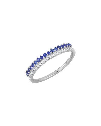 Bony Levy El Mar 18k 0.37 Ct. Tw. Diamond & 17 Sapphire Stackable Ring In Metallic