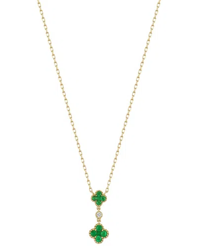 Bony Levy El Mar 18k 0.39 Ct. Tw. Diamond & 10 Emerald Pendant Necklace In Green
