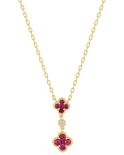 Bony Levy El Mar 18k 0.39 Ct. Tw. Diamond & 10 Ruby Pendant Necklace In Gold