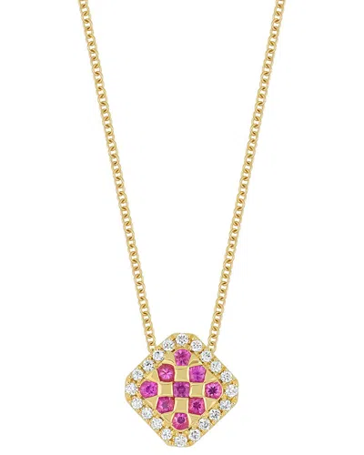 Bony Levy El Mar 18k 0.50 Ct. Tw. Diamond & 9 Pink Sapphire Pendant Necklace In Gold
