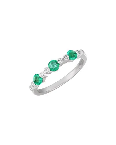 Bony Levy El Mar 18k 0.68 Ct. Tw. Diamond & 5 Emerald Stackable Ring In Metallic