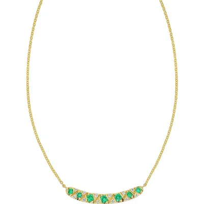 Bony Levy El Mar 18k Gold Emerald And Diamond Pendant Necklace In Green