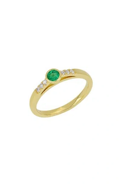 Bony Levy El Mar 18k Gold Emerald & Diamond Stacking Ring In 18k Yellow Gold