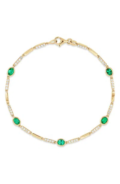 Bony Levy El Mar 18k Gold Emerald And Diamond Station Bracelet