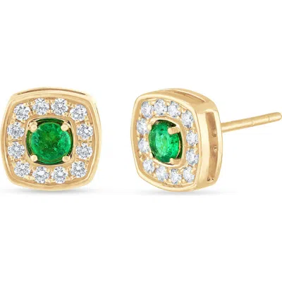 Bony Levy El Mar 18k Gold Emerald And Diamond Stud Earrings