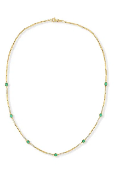 Bony Levy El Mar 18k Gold Emerald And Diamond Tennis Necklace In Green