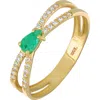 Bony Levy El Mar 18k Gold Gemstone & Diamond Stackable Ring In Green