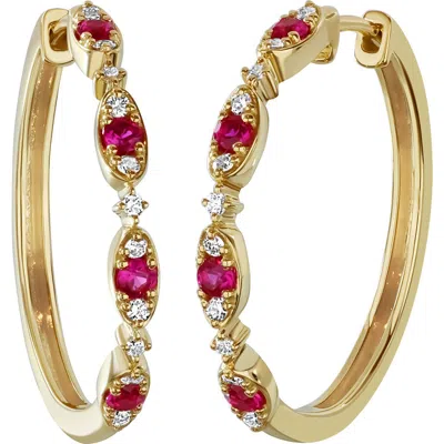 Bony Levy El Mar 18k Gold Ruby And Diamond Hoop Earrings