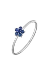 Bony Levy El Mar 18k White Gold Sapphire Flower Stackable Ring In Blue