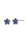 Bony Levy El Mar 18k White Gold Sapphire Flower Stud Earrings In Silver