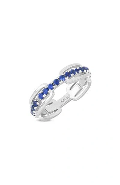 Bony Levy El Mar 18k White Gold Sapphire Stackable Band Ring In Metallic