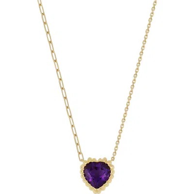 Bony Levy El Mar 18k Yellow Gold Amethyst Heart Pendant Necklace