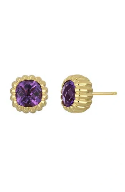 Bony Levy El Mar 18k Yellow Gold Cushion Cut Amethyst Stud Earrings