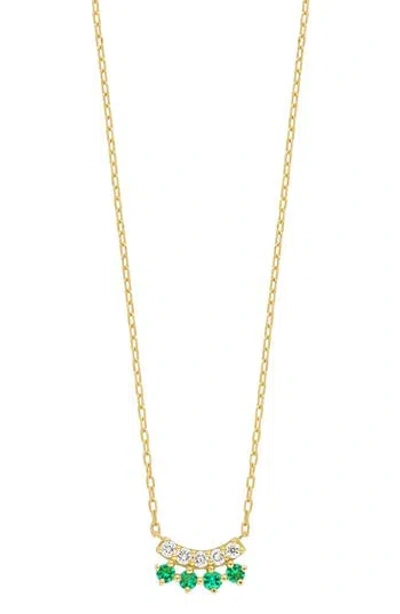 Bony Levy El Mar 18k Yellow Gold Emerald & Diamond Curved Bar Pendant Necklace