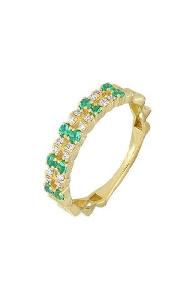 Bony Levy El Mar 18k Yellow Gold Emerald & Diamond Stackable Band Ring
