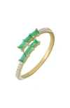 Bony Levy El Mar 18k Yellow Gold Emerald & Diamond Stackable Bypass Ring