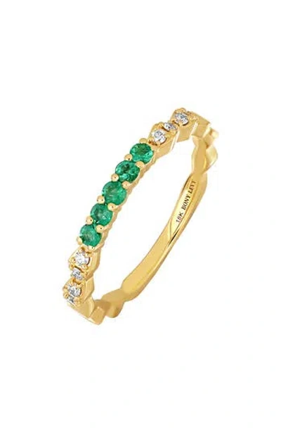 Bony Levy El Mar 18k Yellow Gold Emerald & Diamond Stackable Ring