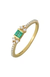Bony Levy El Mar 18k Yellow Gold Emerald & Diamond Stackable Ring In Gold