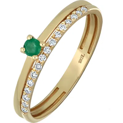 Bony Levy El Mar 18k Yellow Gold Emerald & Diamond Stackable Ring In Green