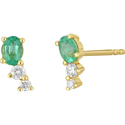 Bony Levy El Mar 18k Yellow Gold Emerald & Diamond Stud Earrings