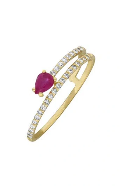 Bony Levy El Mar 18k Yellow Gold Ruby & Diamond Stackable Bypass Ring