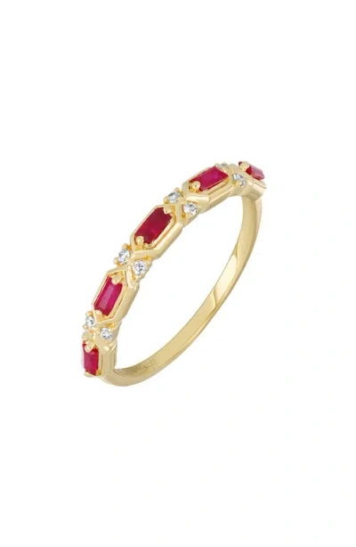Bony Levy El Mar Baguette Diamond & Ruby Ring In 18k Yellow Gold