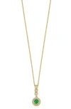 Bony Levy El Mar Diamond & Emerald Circle Pendant Necklace In 18k Yellow Gold