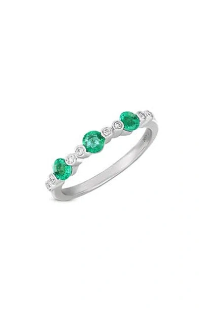 Bony Levy El Mar Diamond & Emerald Stacking Ring In Silver