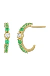 Bony Levy El Mar Diamond & Gemstone Hoop Earrings In 18k Yellow Gold - Emerald