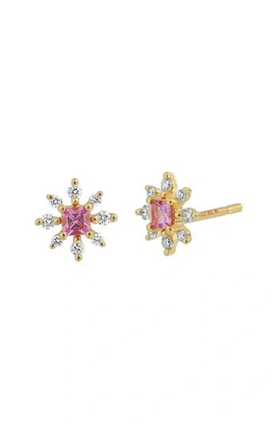 Bony Levy El Mar Diamond & Pink Sapphire Burst Stud Earrings In 18k Yellow Gold