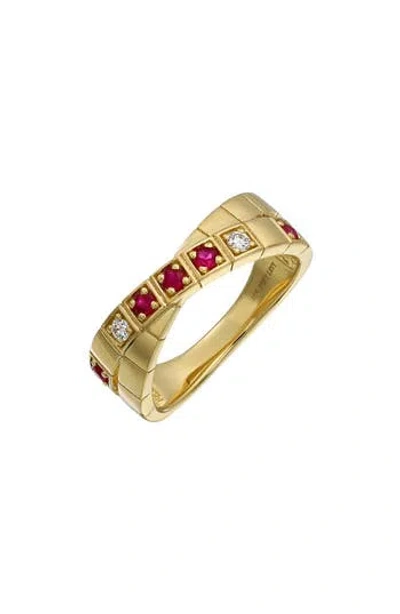 Bony Levy El Mar Diamond & Ruby Crossover Ring In Gold