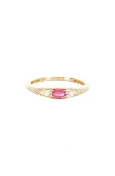 Bony Levy El Mar Diamond & Ruby Stacking Ring In Gold