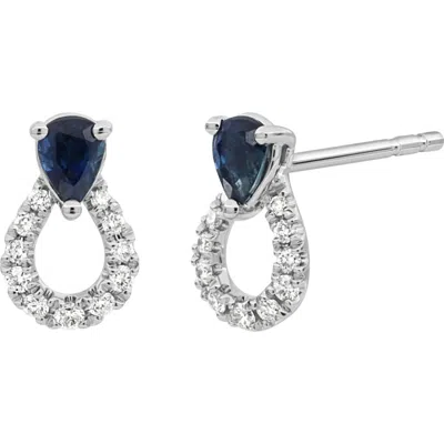 Bony Levy El Mar Diamond & Sapphire Stud Earrings In 18k White Gold