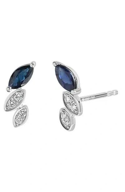 Bony Levy El Mar Diamond & Sapphire Stud Earrings In 18k White Gold
